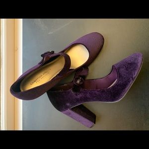 Velvet Deep Purple Maryjane Heels